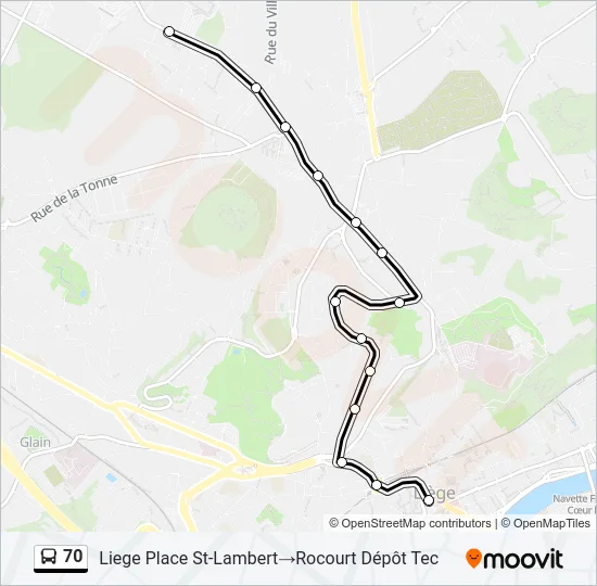 70 Bus Line Map