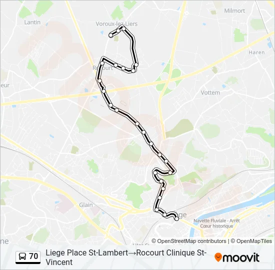 70 Bus Line Map