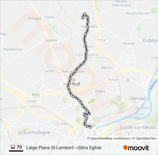 70 Bus Line Map
