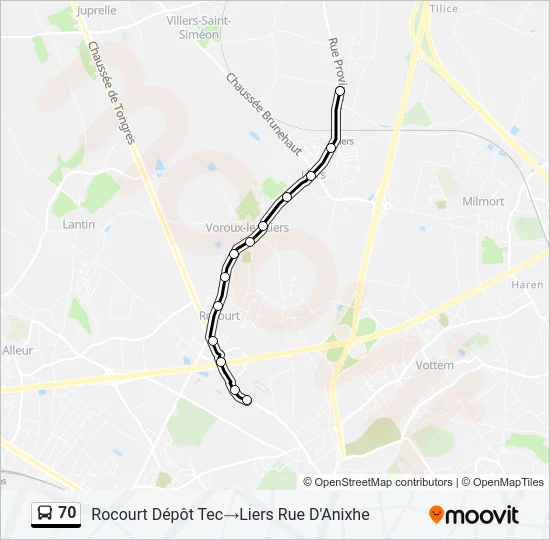 70 Bus Line Map