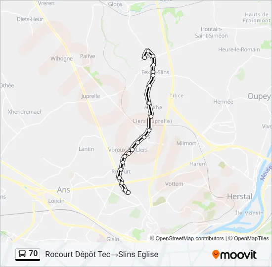 70 Bus Line Map