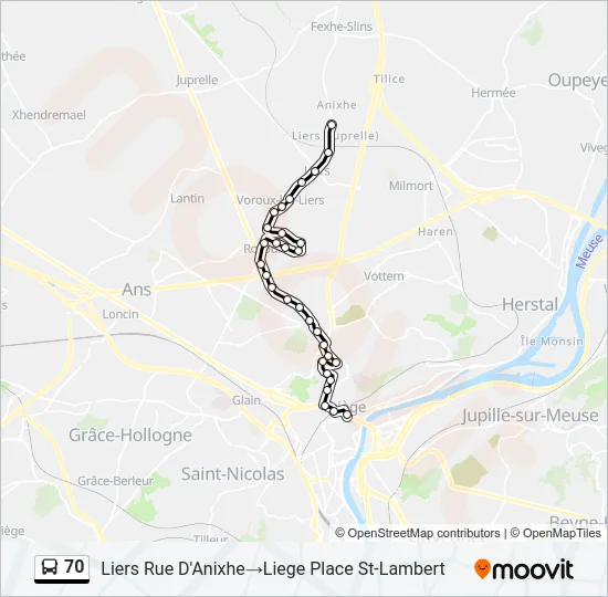 70 Bus Line Map