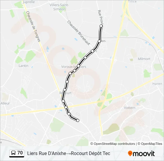 70 Bus Line Map