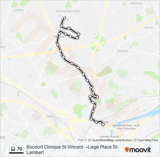 70 Bus Line Map