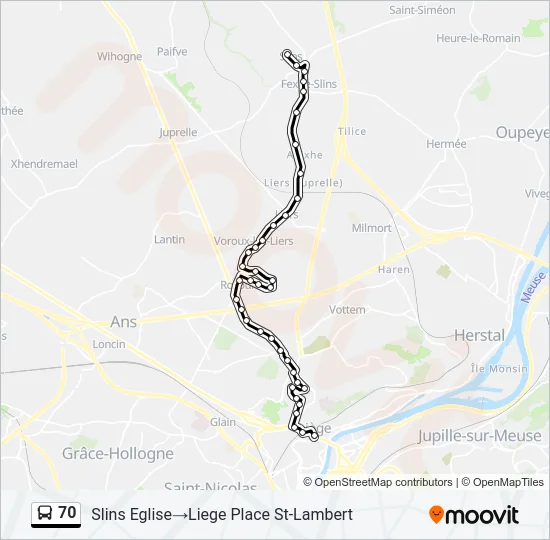 70 Bus Line Map