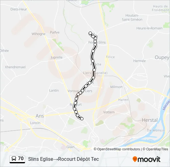 70 Bus Line Map