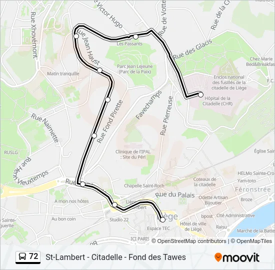 72 Bus Line Map