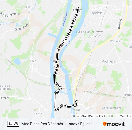 Plan de la ligne 78 de bus