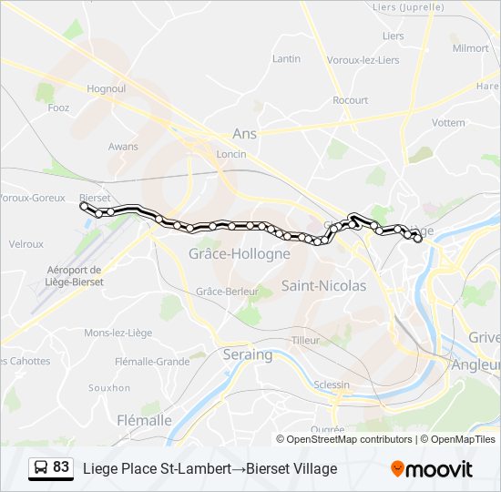 Plan de la ligne 83 de bus