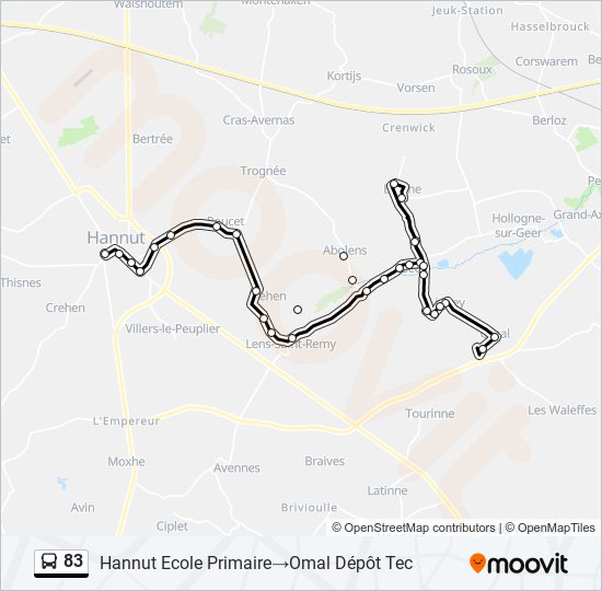 83 bus Line Map