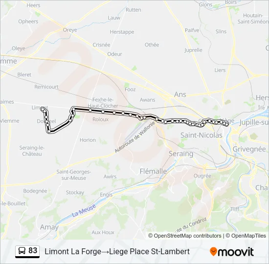 83 Bus Line Map