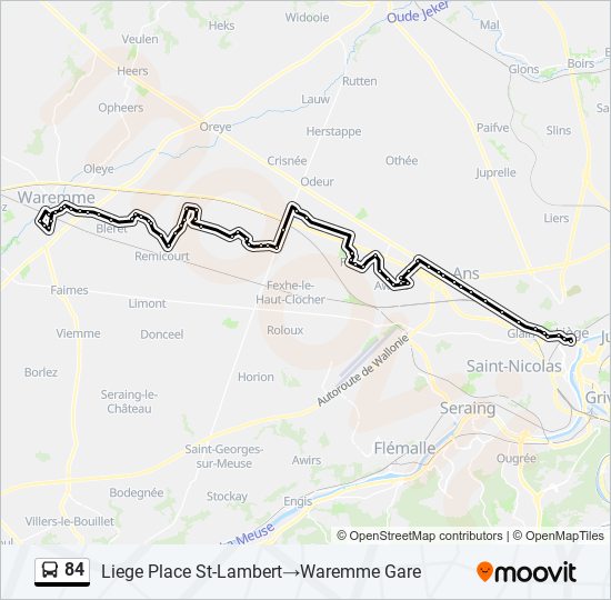 84 bus Line Map