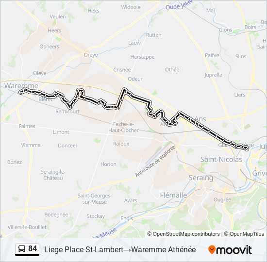 Plan de la ligne 84 de bus