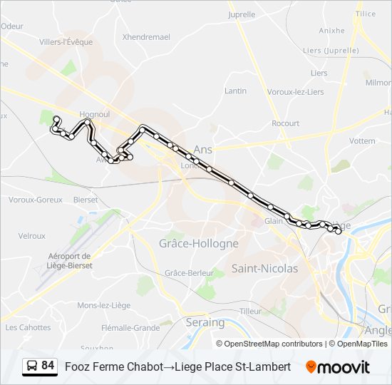 Plan de la ligne 84 de bus