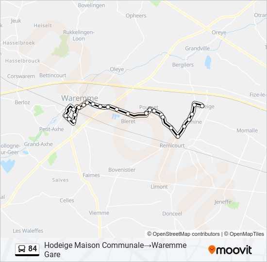 Plan de la ligne 84 de bus