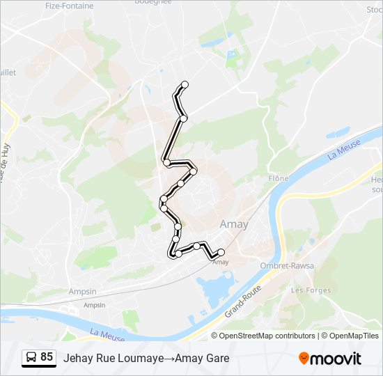 Plan de la ligne 85 de bus