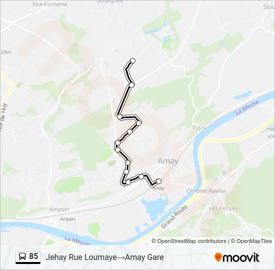 85 Bus Route Map 85 Route: Schedules, Stops & Maps - Jehay Rue Loumaye‎→Amay Gare (Updated)