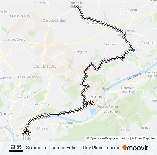 Plan de la ligne 85 de bus