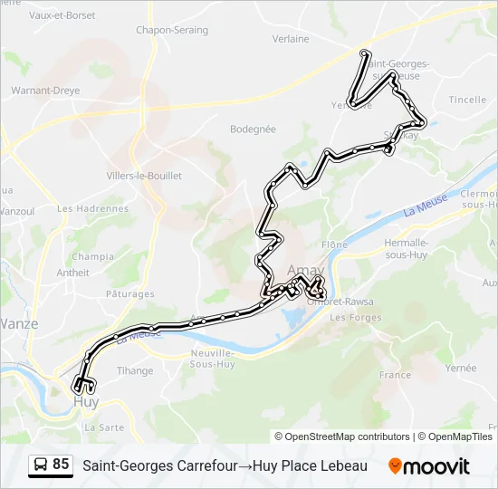 85 Bus Line Map