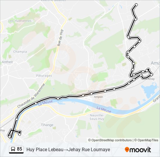 Plan de la ligne 85 de bus