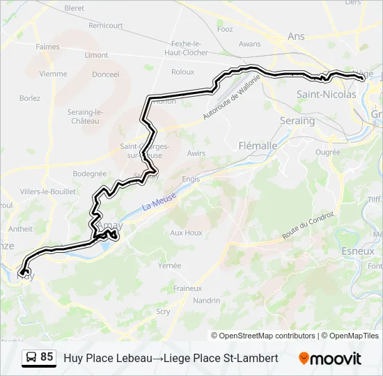 85 Bus Line Map