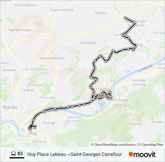 85 Bus Line Map