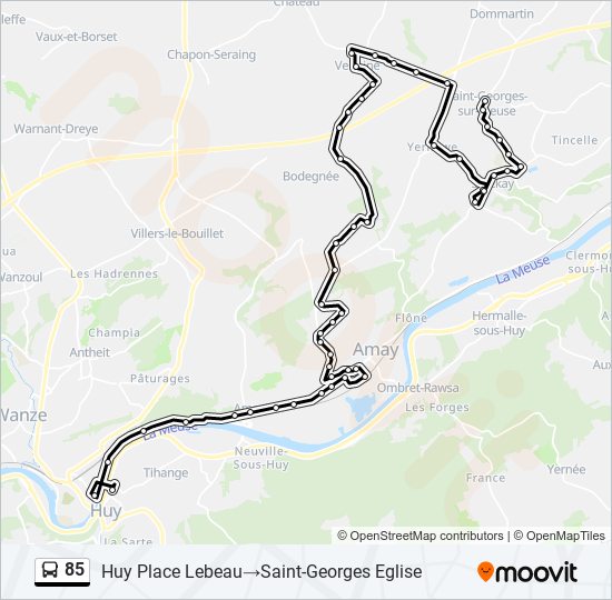 Plan de la ligne 85 de bus