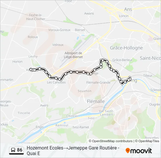 86 Bus Line Map