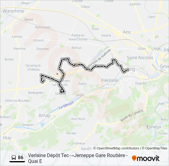 86 Bus Line Map