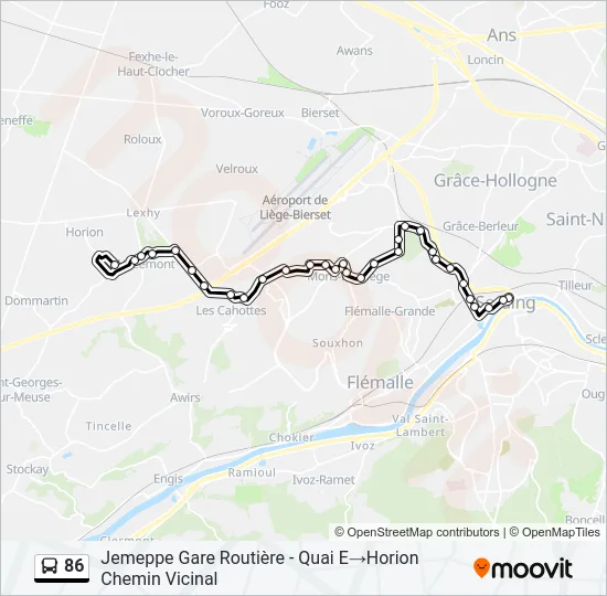 86 Bus Line Map