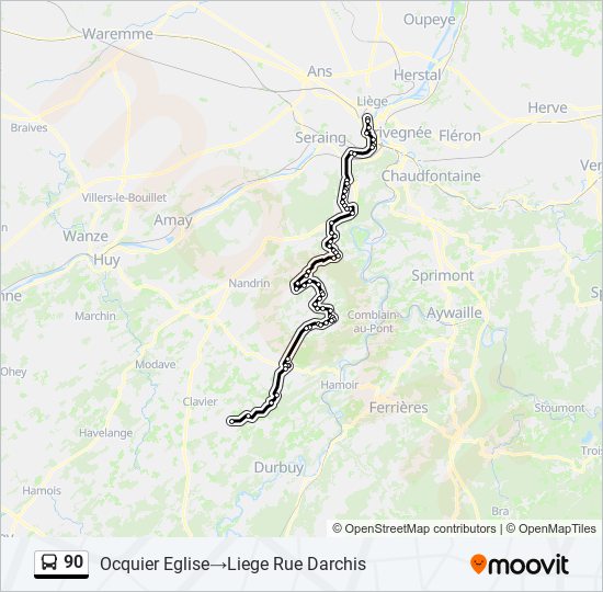 Plan de la ligne 90 de bus