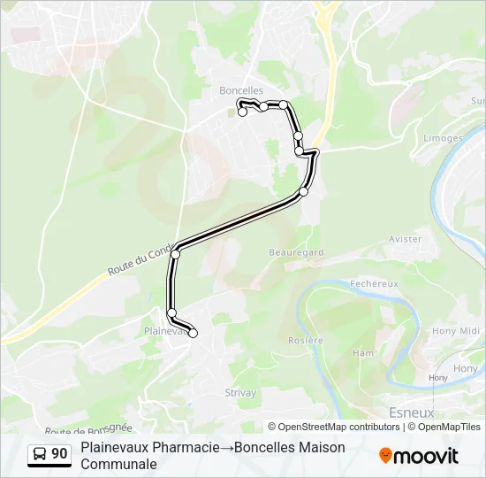 90 Bus Line Map
