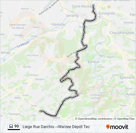 90 Bus Line Map