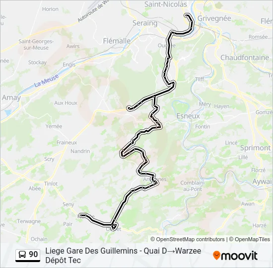 90 Bus Line Map