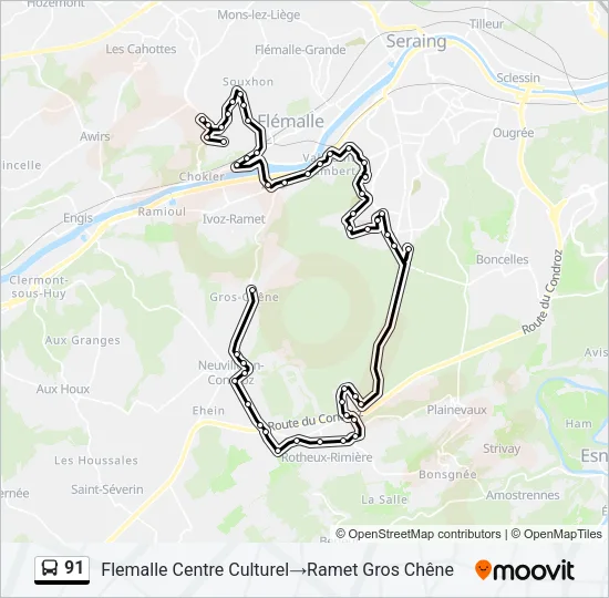 91 Bus Line Map