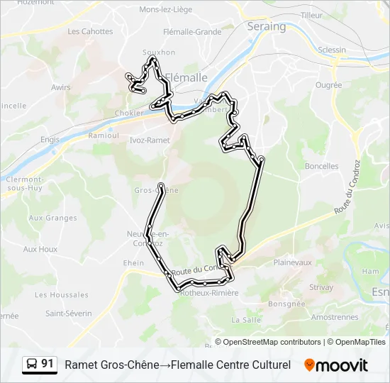 91 Bus Line Map
