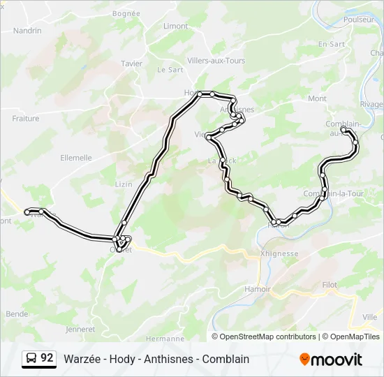 92 Bus Line Map