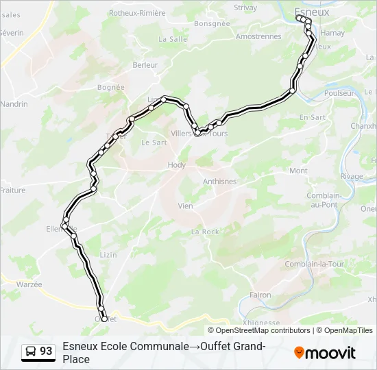 93 Bus Line Map