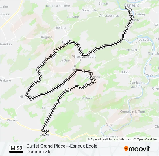 93 Bus Line Map