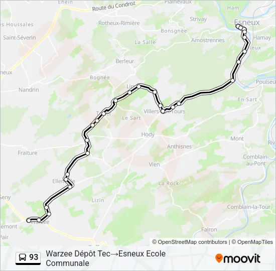 93 Bus Line Map