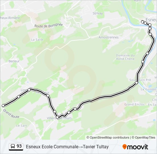 Plan de la ligne 93 de bus