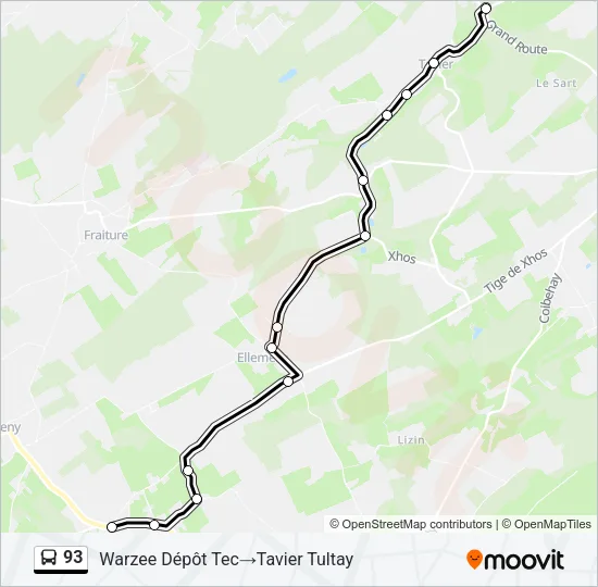 93 Bus Line Map
