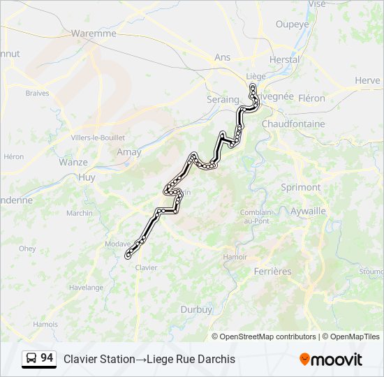 Plan de la ligne 94 de bus