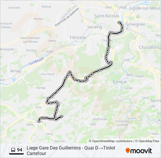 Plan de la ligne 94 de bus