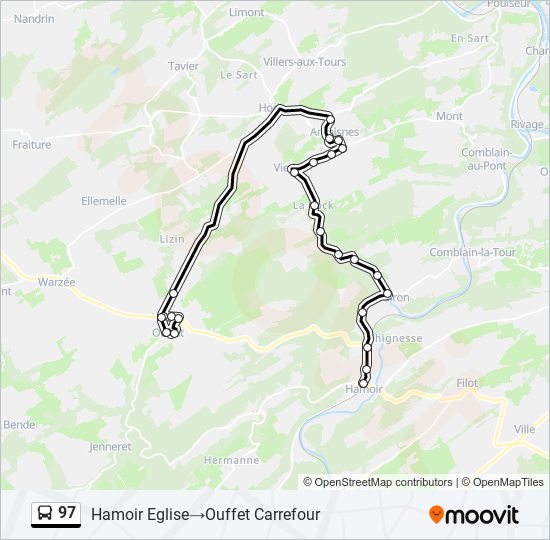 Plan de la ligne 97 de bus