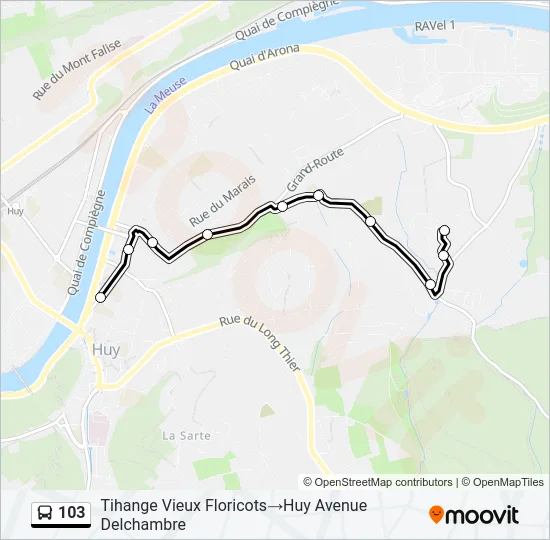 103 Bus Line Map