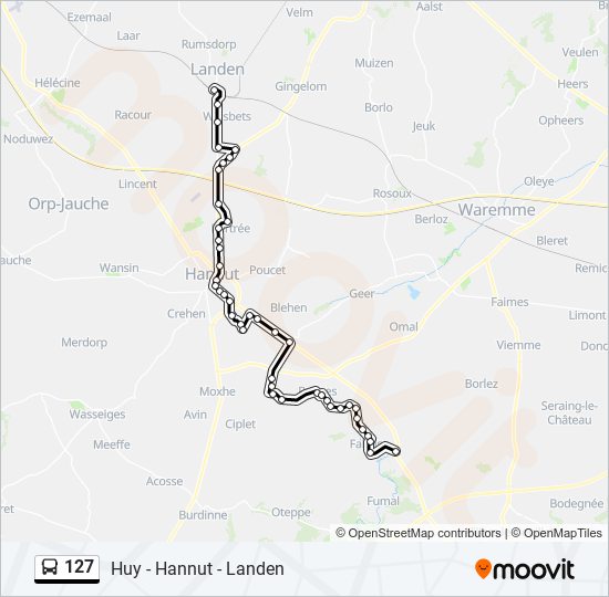 Plan de la ligne 127 de bus