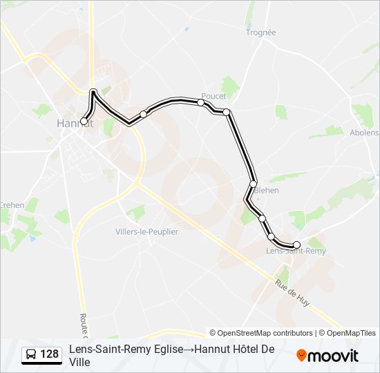 Plan de la ligne 128 de bus