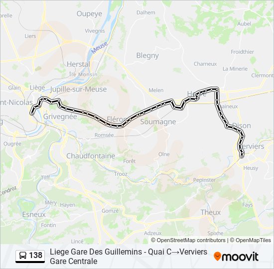 Plan de la ligne 138 de bus