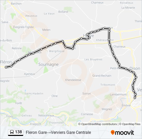 Plan de la ligne 138 de bus